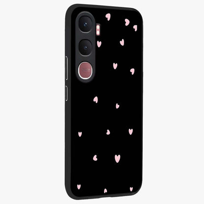 Pink Love Drops Glass Case upright view showcasing charming heart drop artwork with romantic playful theme.