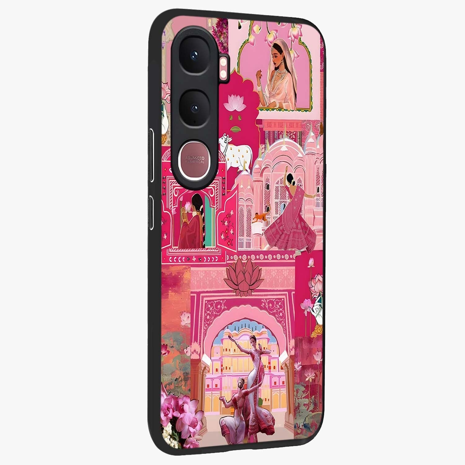 Pink Palace Muse Glass Case upright view showcasing artistic palace artwork with graceful royal theme.