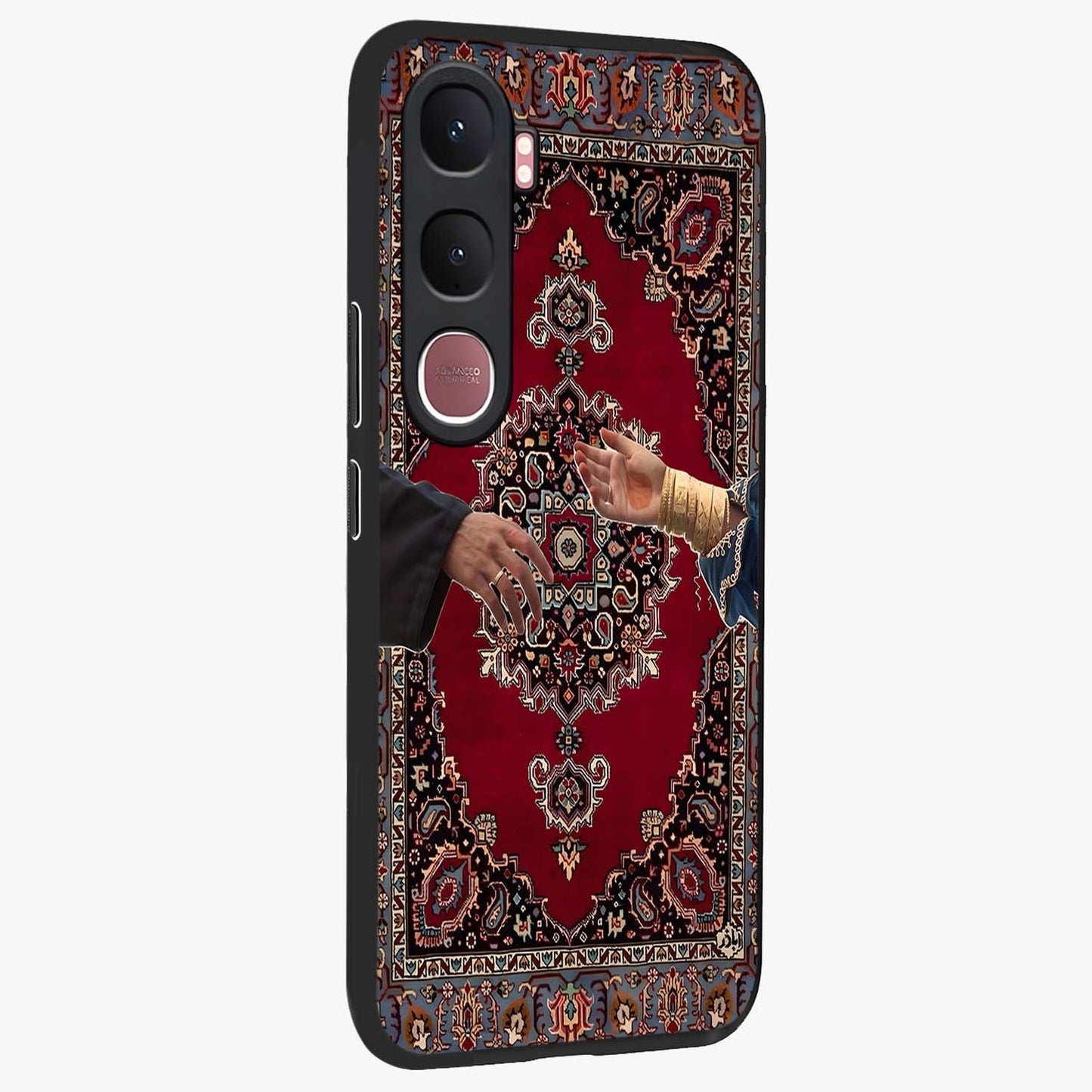 Royal Touch Reach Glass Case upright view showcasing stylish royal inspired artwork with graceful theme.