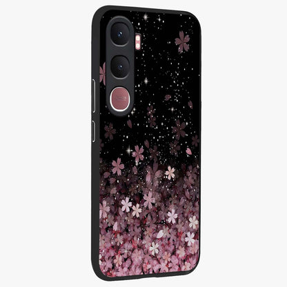 Small Starry Flowers Glass Case upright view showcasing charming floral artwork with dreamy starry theme.