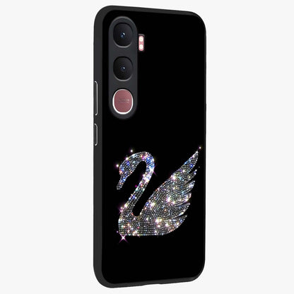 Starlit Swan Grace Glass Case upright view showcasing beautiful swan artwork with peaceful night themed design.