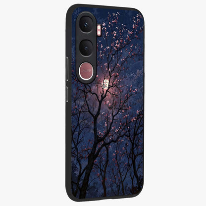 Twilight Sakura Serenade Glass Case upright view showcasing beautiful cherry blossom artwork with serene evening theme.
