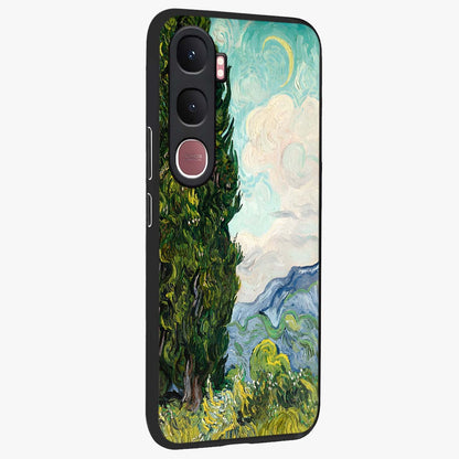 Van Gogh Vintage Art Glass Case upright view showcasing elegant vintage painting artwork with artistic heritage theme.
