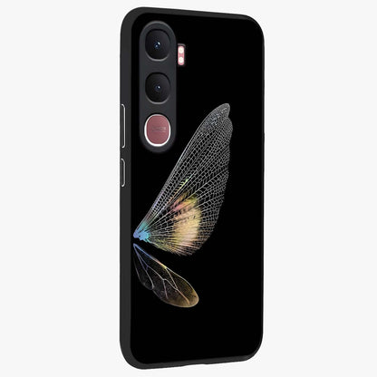 Whispers Of Wings Glass Case upright view showcasing elegant wing artwork with light airy theme.