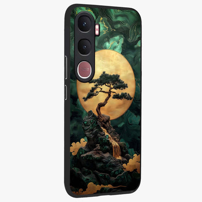Zen Moon Rise Glass Case upright view showcasing serene moon artwork with tranquil night theme.