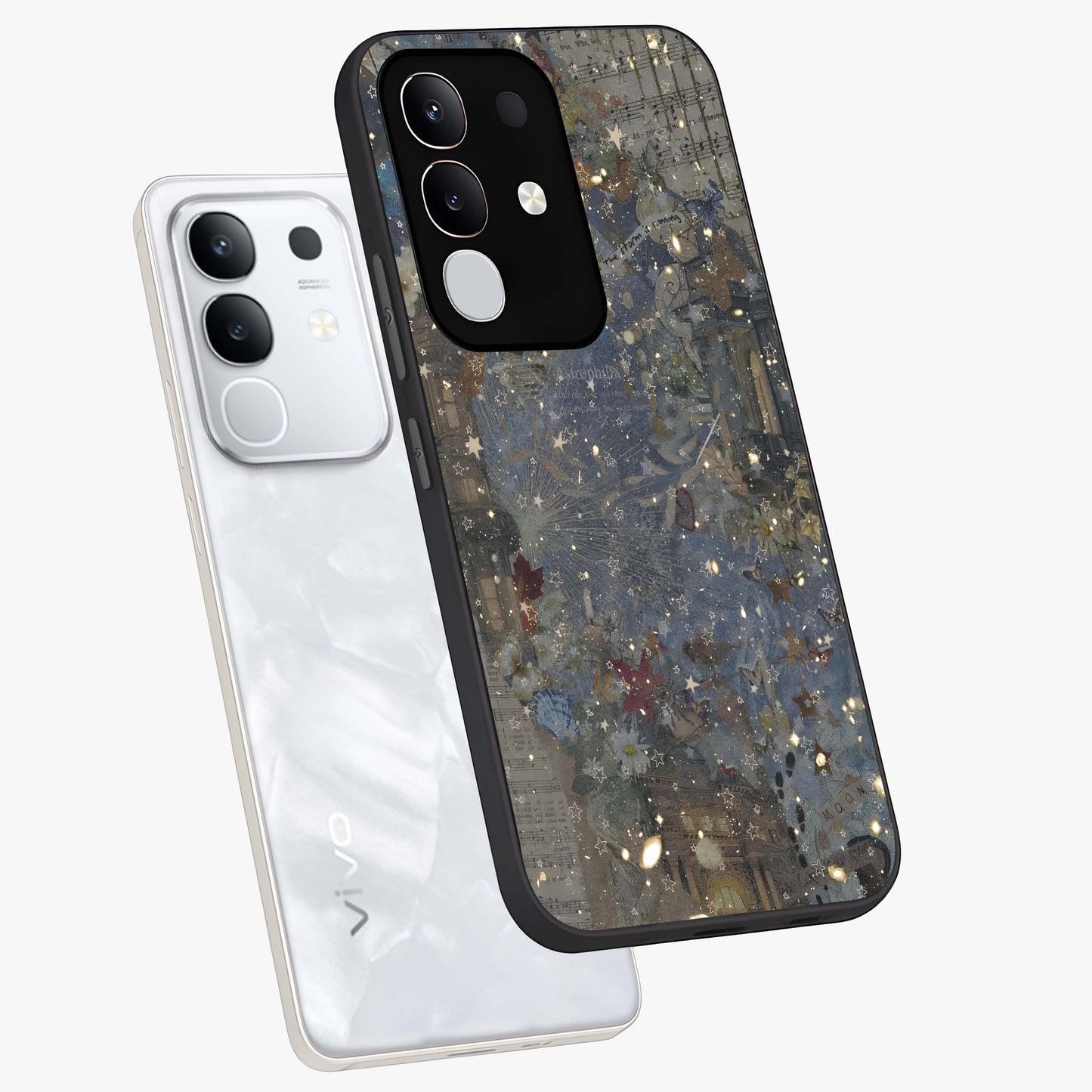 Aesthetic Astrolophia Glass Case displayed in angled mockup highlighting artistic aesthetic elements and smooth glass surface.