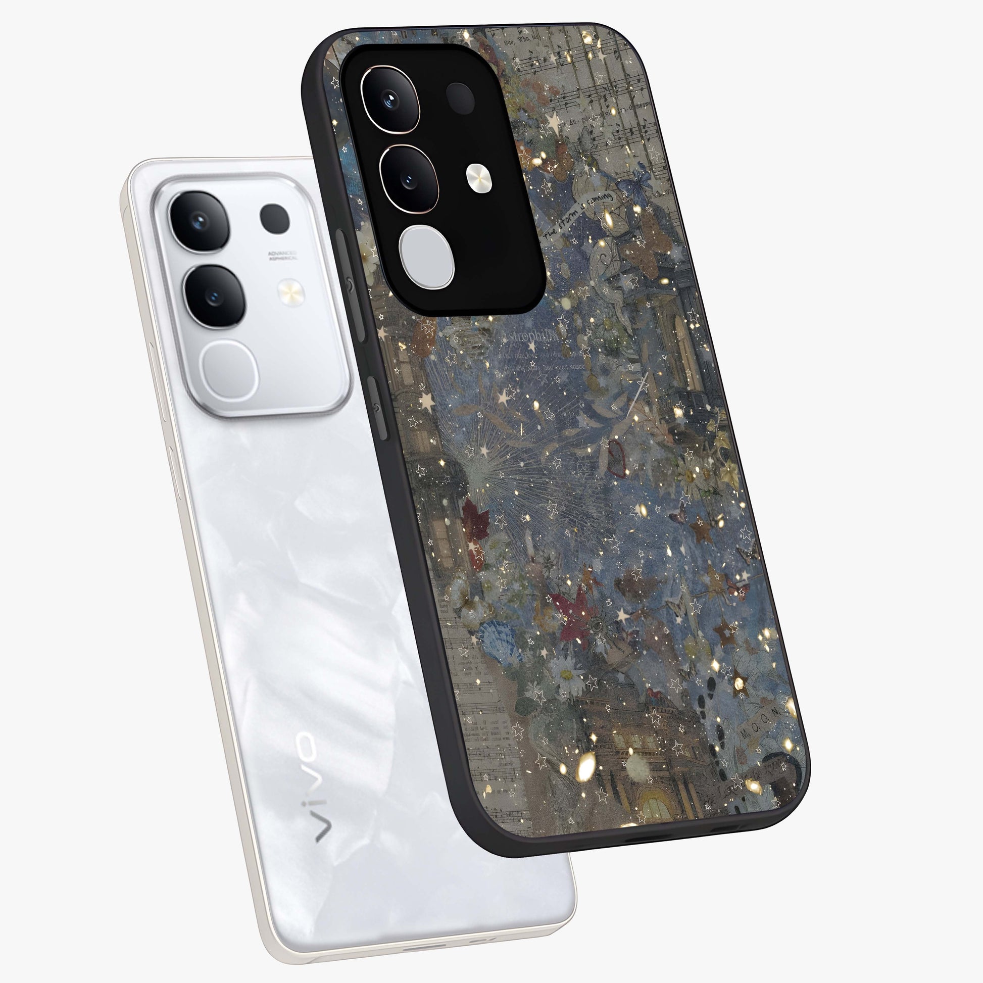 Aesthetic Astrolophia Glass Case displayed in angled mockup highlighting artistic aesthetic elements and smooth glass surface.