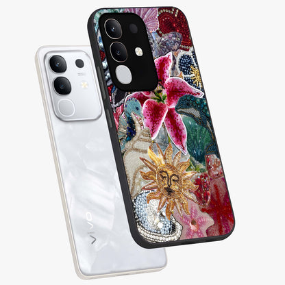 Beaded Garden Fantasy Glass Case displayed in angled mockup highlighting fantasy inspired floral bead pattern.