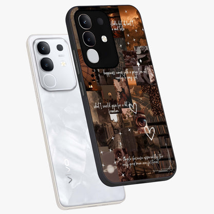 Bittersweet Aesthetic Chaos Glass Case displayed in angled mockup highlighting expressive abstract artwork and edgy aesthetic theme.
