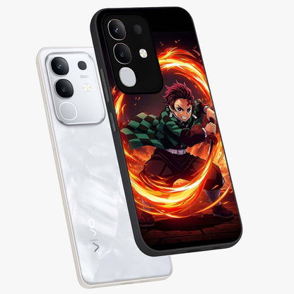 Blazing Sword Resolve Glass Case displayed in angled mockup highlighting powerful sword illustration and bold fantasy theme.