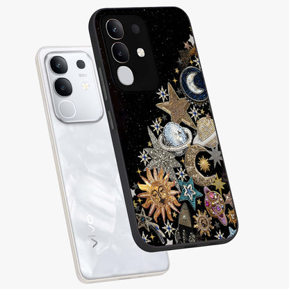 Cosmic Sparkle Dreams Glass Case displayed in angled mockup highlighting dreamy star sparkle design with celestial aesthetic.