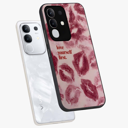 Crimson Kiss Love Glass Case displayed in angled mockup highlighting bold love inspired design with modern aesthetic style.