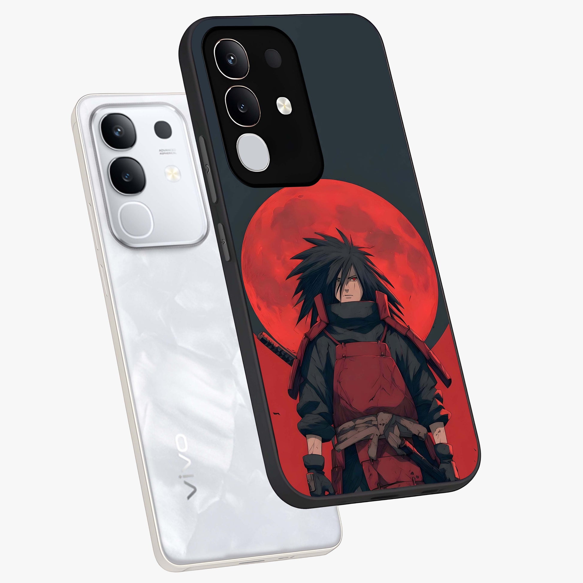 Crimson Moon Warlord Glass Case displayed in angled mockup highlighting dramatic crimson moon design with fantasy aesthetic.