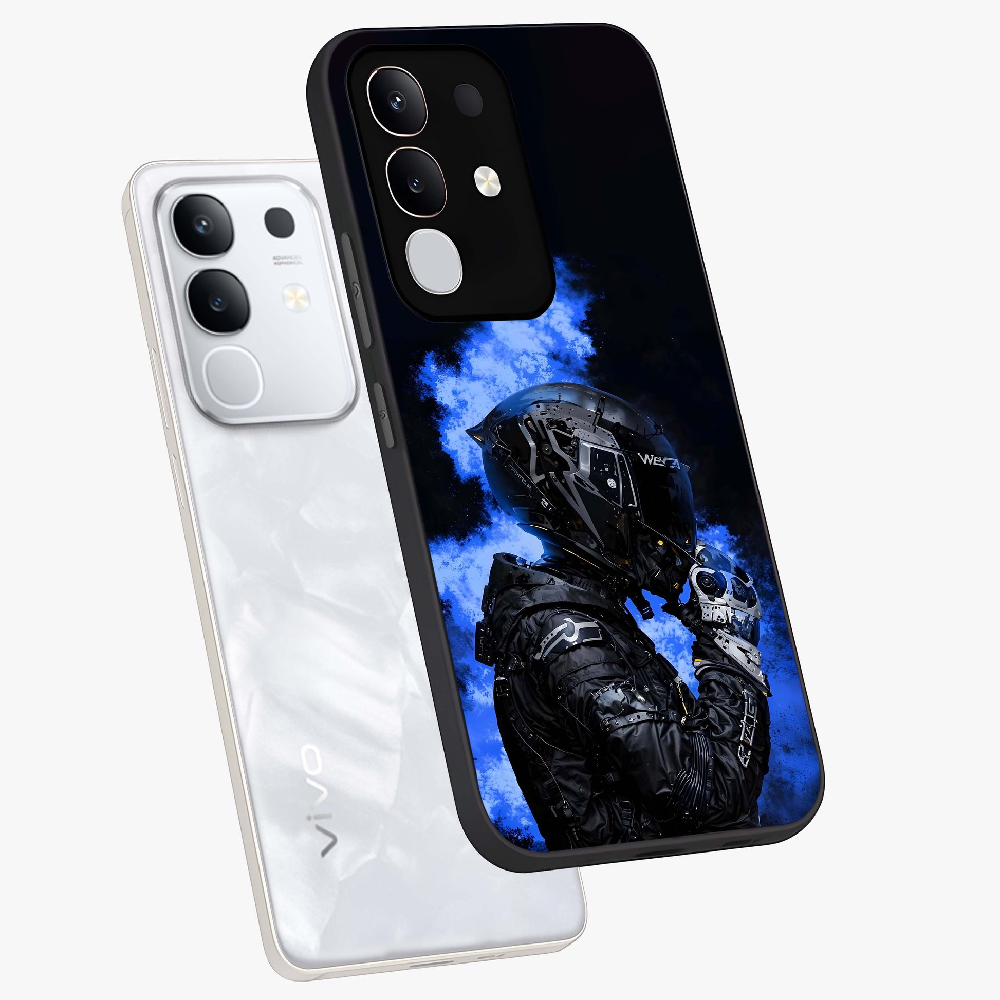 Cyber Sentinel Protocol Glass Case displayed in angled mockup highlighting digital cyber design with sci-fi aesthetic style.