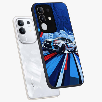 Drift Power Rush Glass Case displayed in angled mockup highlighting powerful drift car design with sporty aesthetic style.