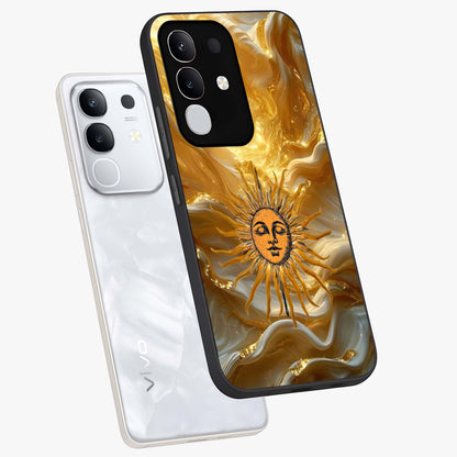 Eternal Golden Glow Glass Case displayed in angled mockup highlighting glowing golden aesthetic design with elegant style.