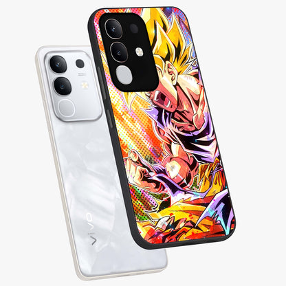 Firing Goku Glass Case displayed in angled mockup highlighting dynamic anime character design with action aesthetic.