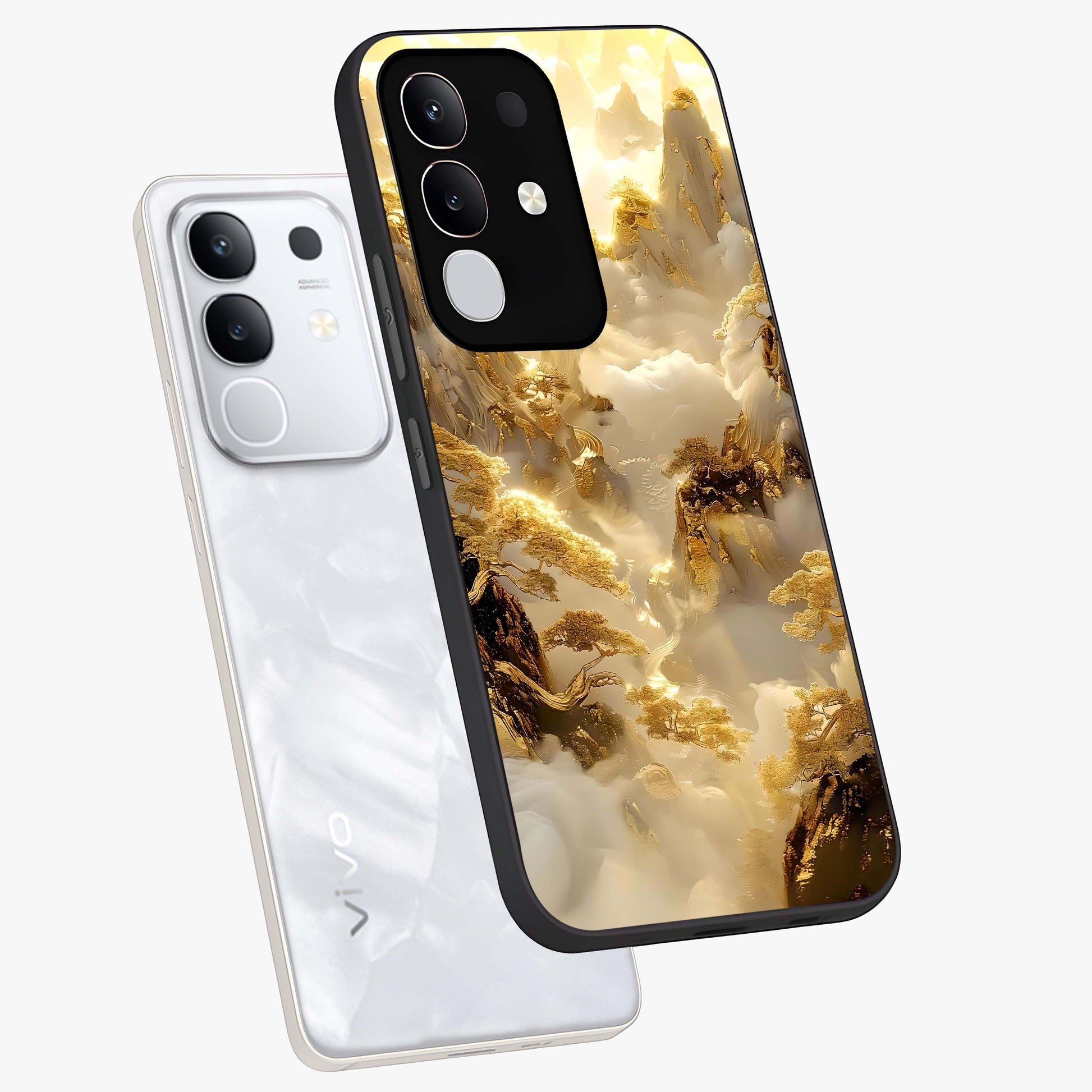 Gates Of Illumination Glass Case displayed in angled mockup highlighting radiant portal inspired design with fantasy aesthetic.