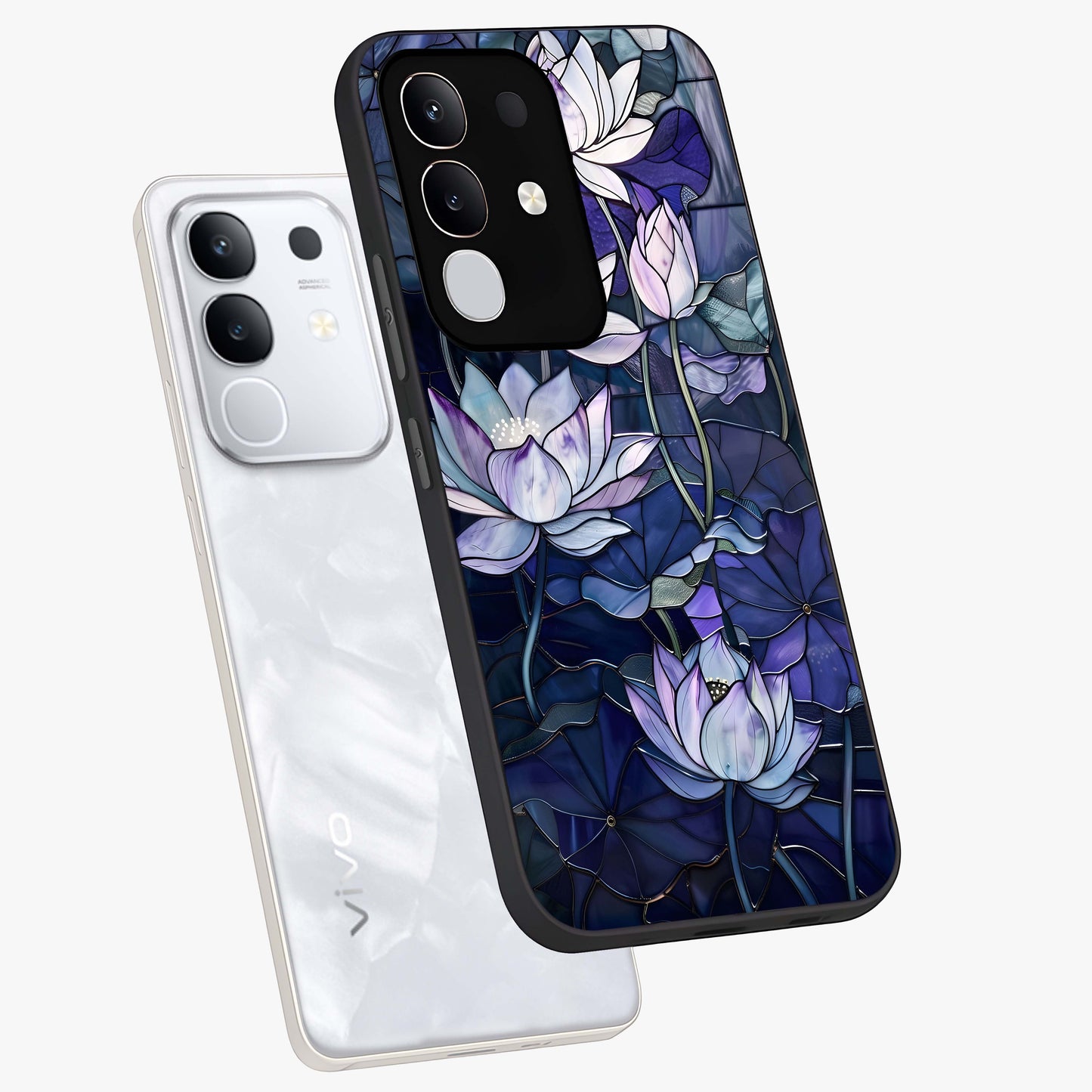 Gloss Petal Rush Glass Case displayed in angled mockup highlighting vibrant petal design with elegant floral aesthetic.