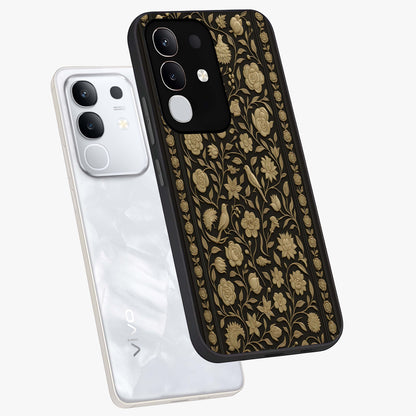 Golden Evil Eye Mandala Glass Case displayed in angled mockup highlighting protective evil eye symbol with golden mandala design.