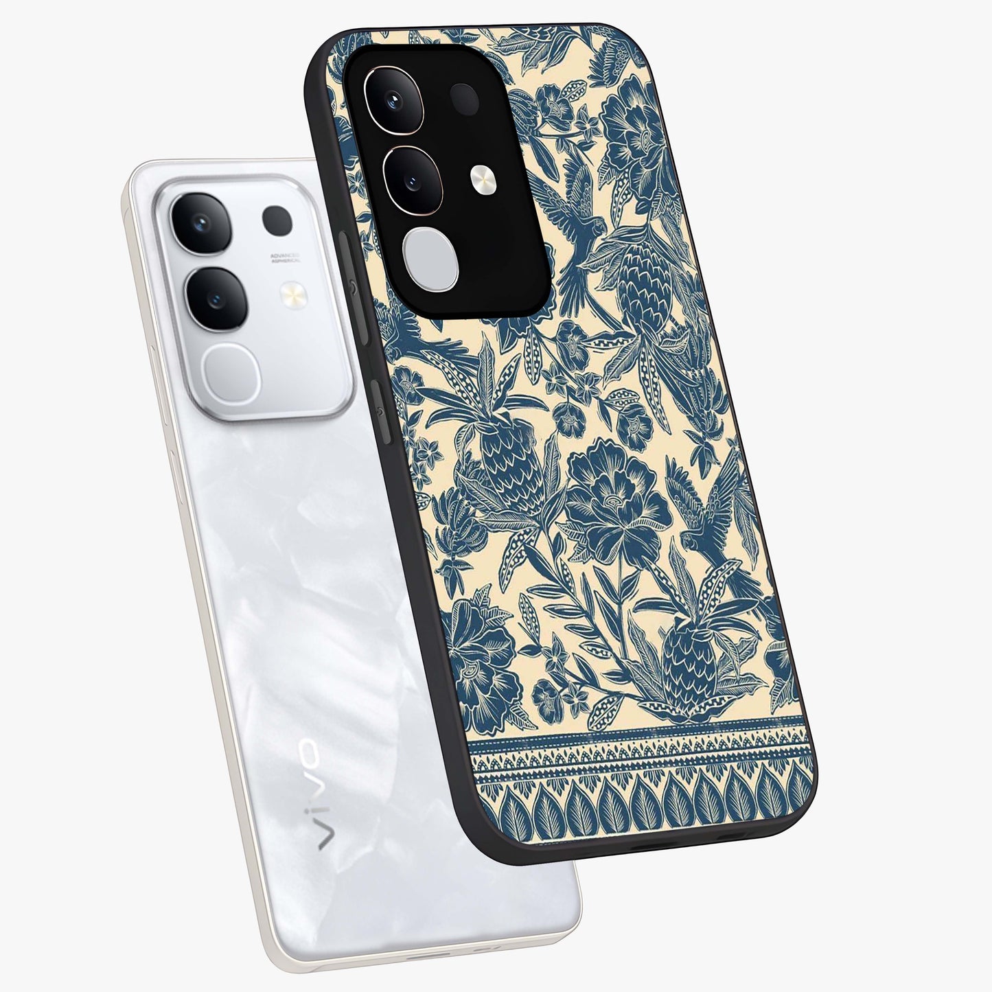 Heirloom Wild Bloom Glass Case displayed in angled mockup highlighting botanical bloom design with classic aesthetic style.