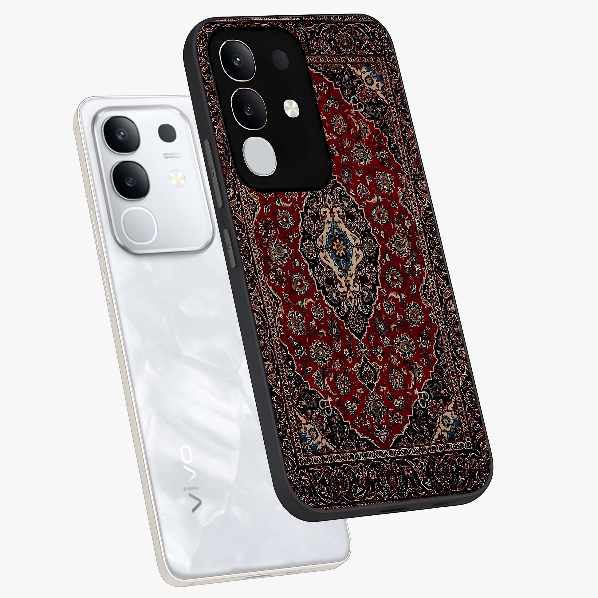 Heritage Carpet Royale Glass Case displayed in angled mockup highlighting intricate royal carpet design with heritage aesthetic.