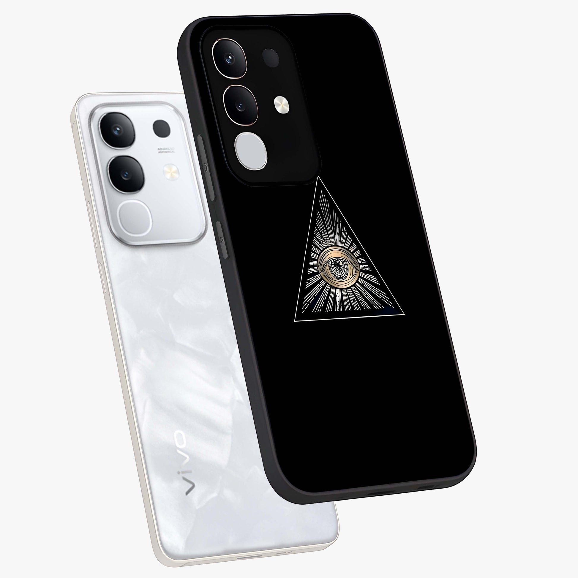 Illuminati Evil Glass Case displayed in angled mockup highlighting dark occult inspired design with bold aesthetic style.