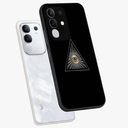 Illuminati Evil Glass Case displayed in angled mockup highlighting dark occult inspired design with bold aesthetic style.