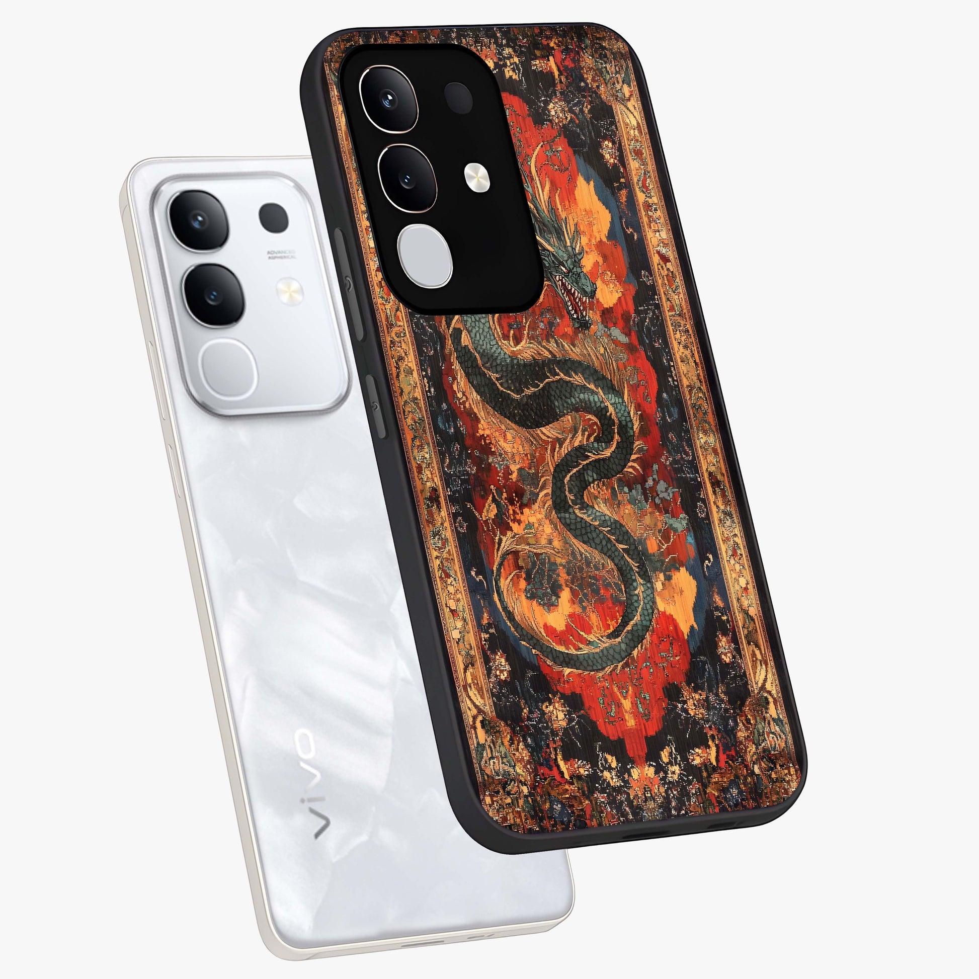 Inferno Dragon Soul Glass Case displayed in angled mockup highlighting powerful dragon illustration with inferno aesthetic.