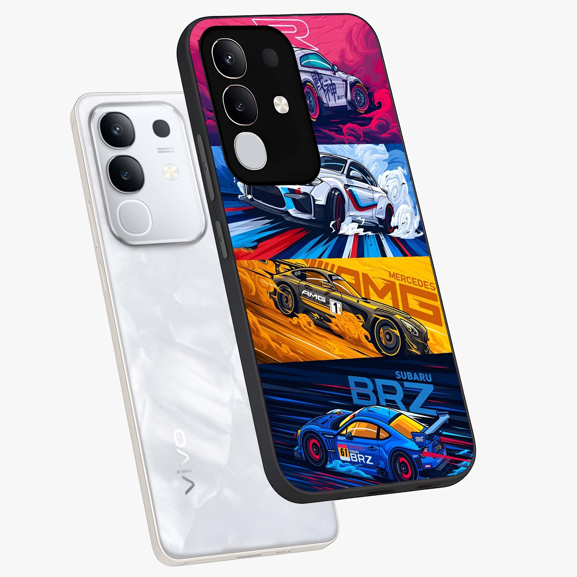 JDM Sports Car Glass Case displayed in angled mockup highlighting sleek Japanese racing car design with automotive aesthetic.