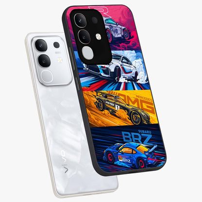 JDM Sports Car Glass Case displayed in angled mockup highlighting sleek Japanese racing car design with automotive aesthetic.