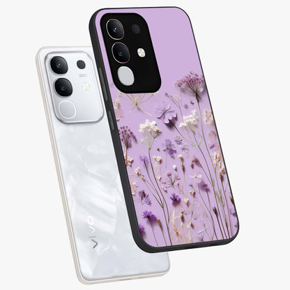 Lavender Blossom Dream Glass Case displayed in angled mockup highlighting dreamy lavender flower design with calming aesthetic style.