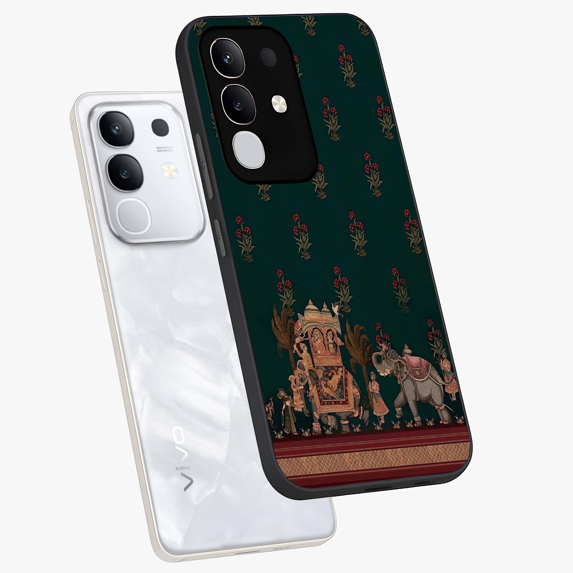 Macmerise Glass Case displayed in angled mockup highlighting trendy graphic design with sleek aesthetic style.