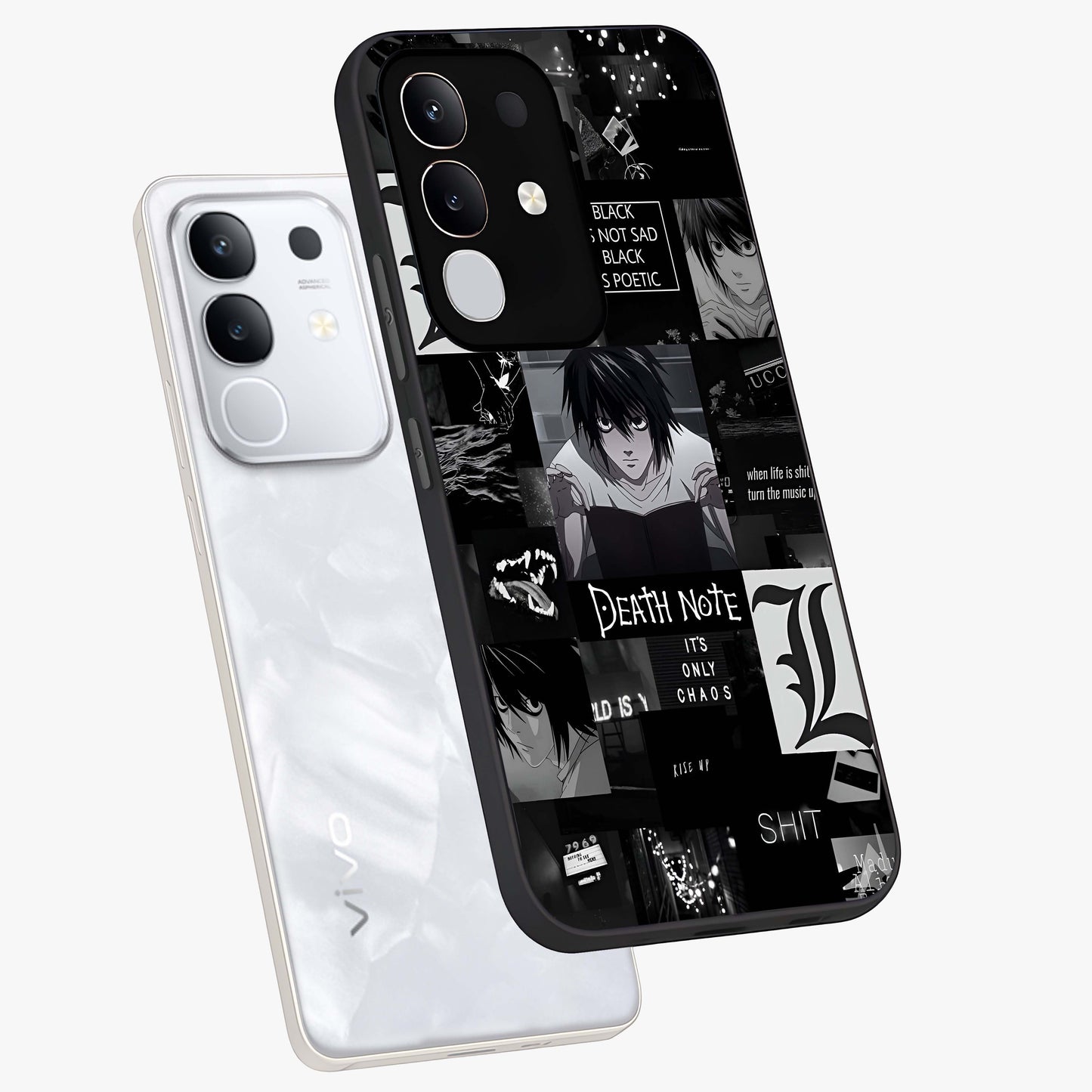 Midnight Chaos Mind Glass Case displayed in angled mockup highlighting chaotic artistic design with dramatic midnight aesthetic.