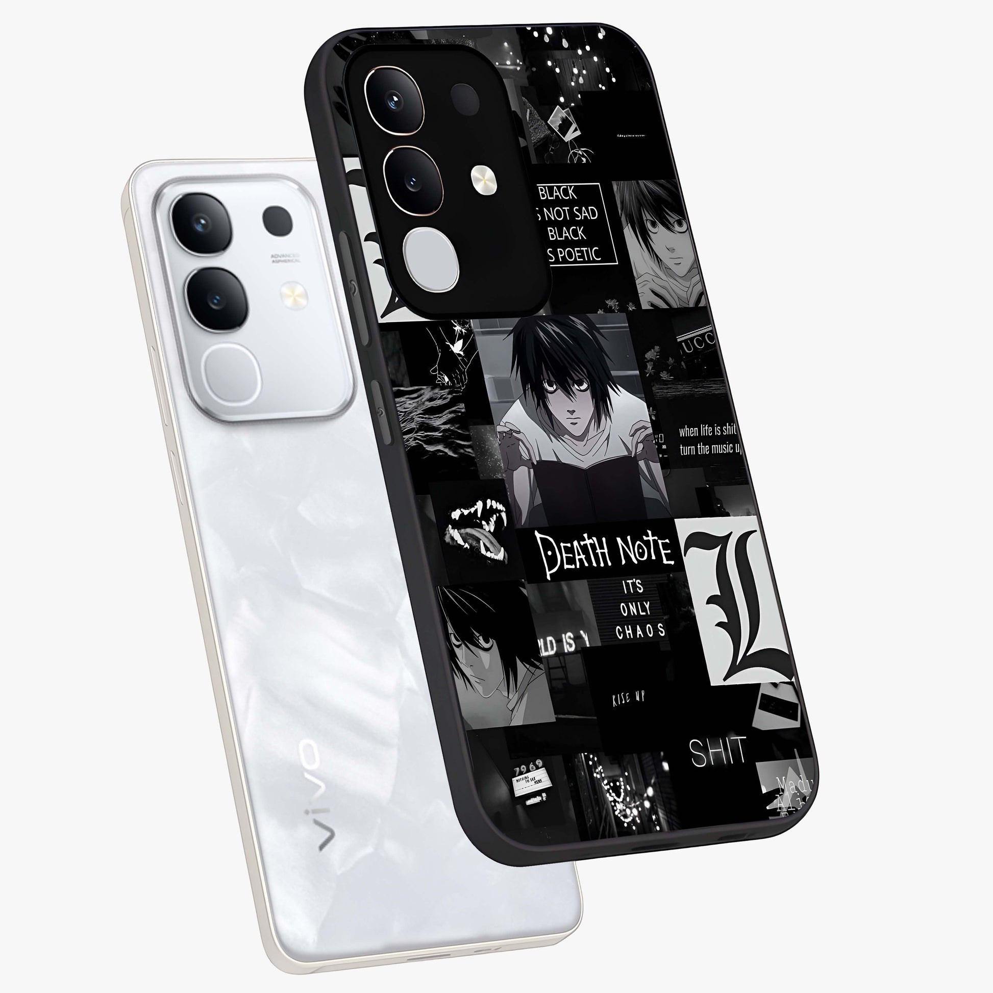 Midnight Chaos Mind Glass Case displayed in angled mockup highlighting chaotic artistic design with dramatic midnight aesthetic.