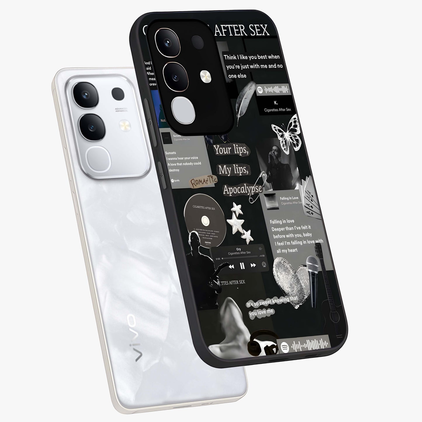 Midnight Love Echo Glass Case displayed in angled mockup highlighting elegant love inspired design with deep aesthetic style.