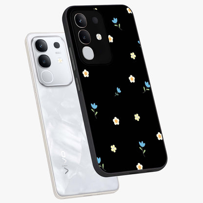 Minimal Petal Whispers Glass Case displayed in angled mockup highlighting delicate petal design with clean minimal aesthetic.