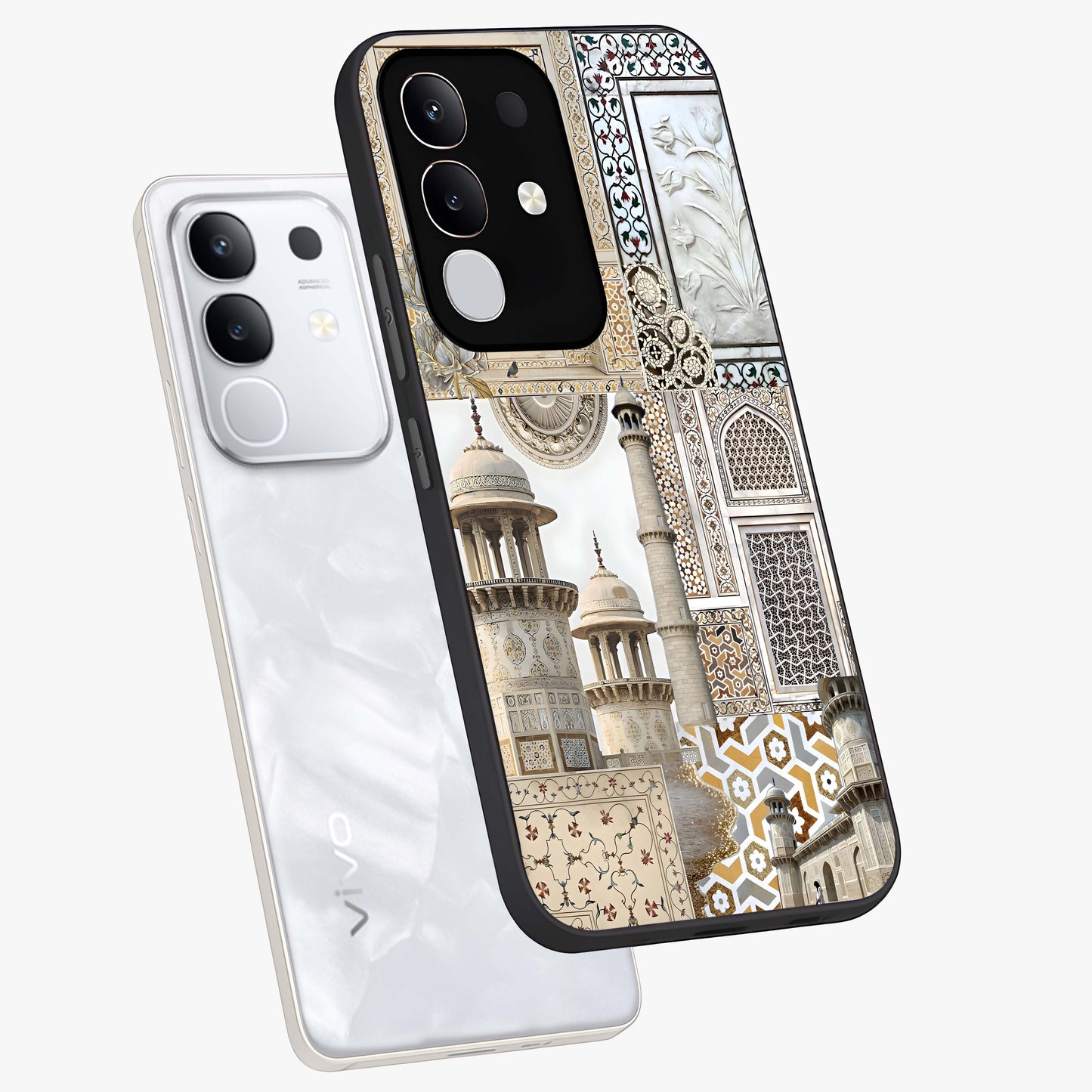 Mughal Marble Legacy Glass Case displayed in angled mockup highlighting elegant heritage marble artwork with royal aesthetic.