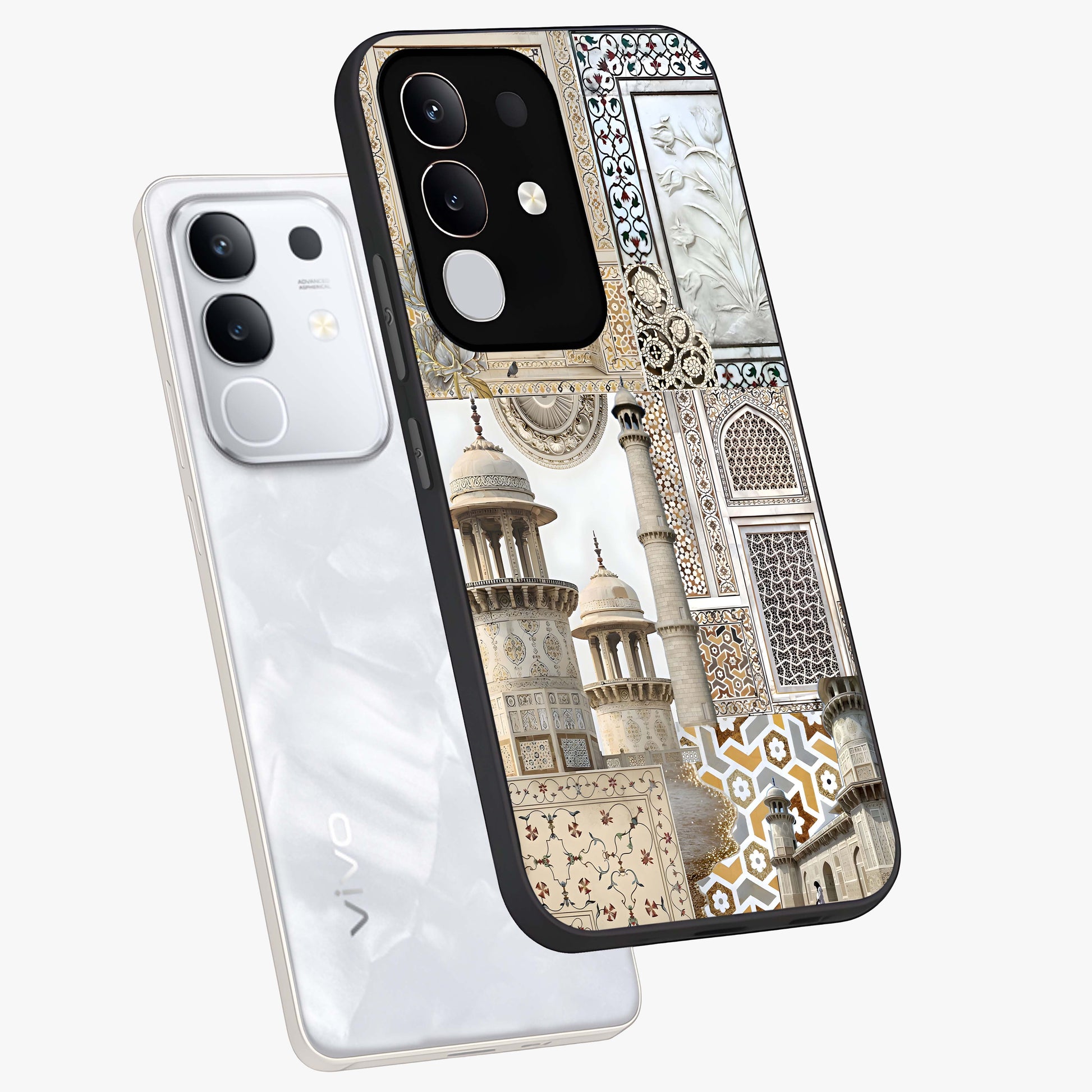 Mughal Marble Legacy Glass Case displayed in angled mockup highlighting elegant heritage marble artwork with royal aesthetic.