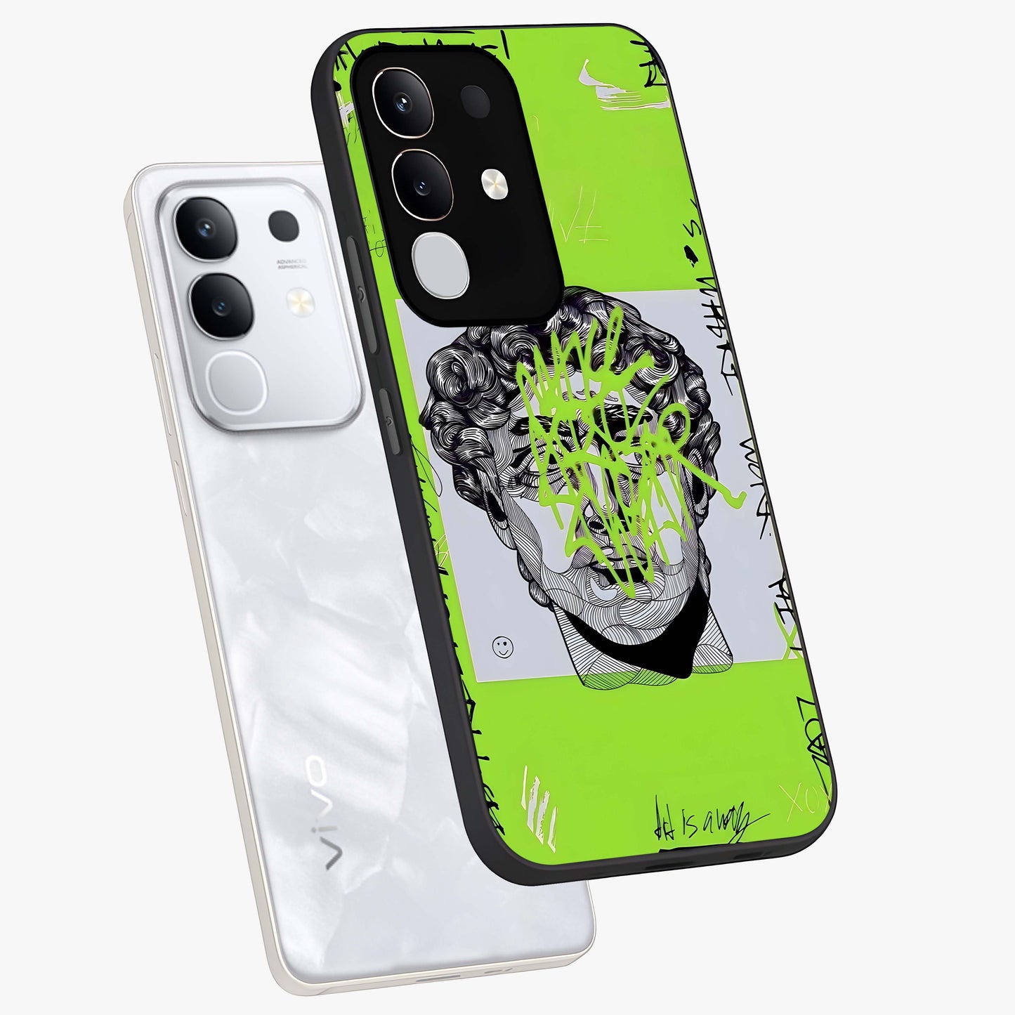 Neo Graffiti Rebellion Glass Case displayed in angled mockup highlighting urban street art design with rebellious aesthetic.