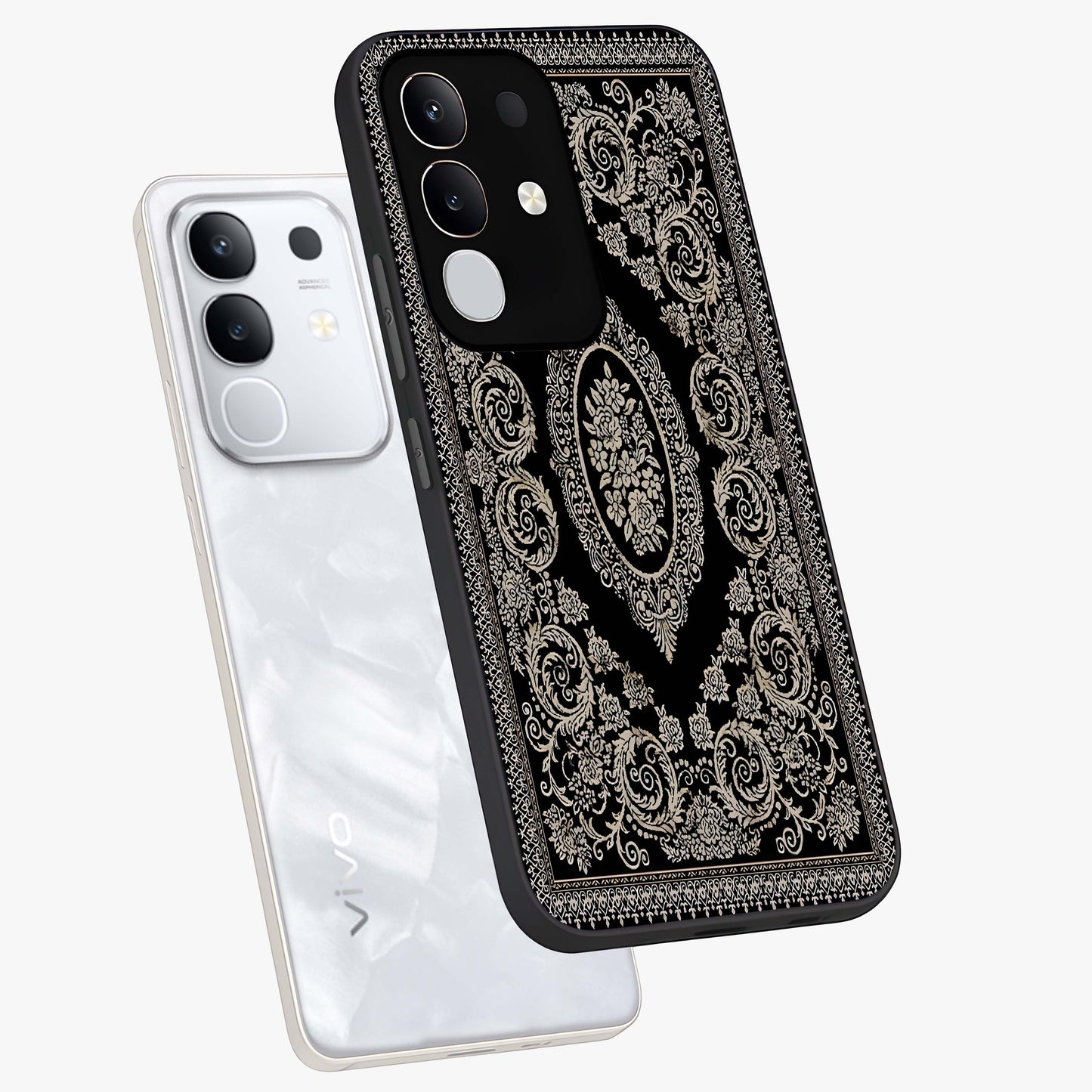 Noir Bloom Elegance Glass Case displayed in angled mockup highlighting refined flower design with stylish noir aesthetic.