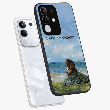 Peace Beyond War Glass Case displayed in angled mockup highlighting meaningful message design with artistic aesthetic style.