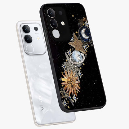 Pearls Universe Object Glass Case displayed in angled mockup highlighting celestial pearl design with dreamy aesthetic.
