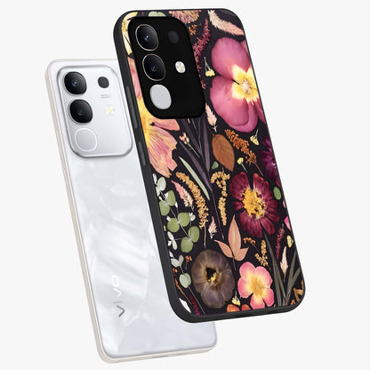 Petal Dream Tapestry Glass Case displayed in angled mockup highlighting decorative petal pattern with elegant botanical aesthetic.