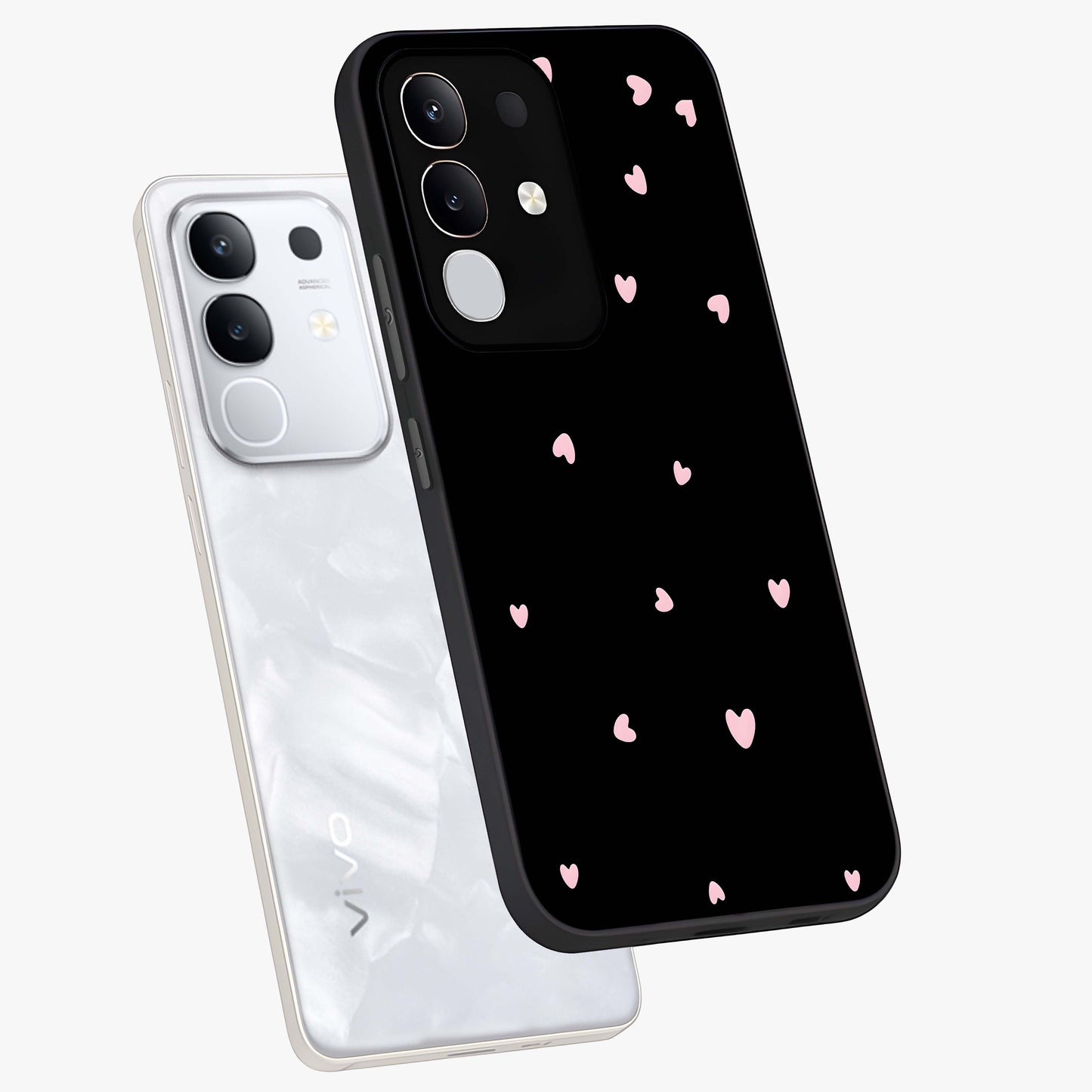 Pink Love Drops Glass Case displayed in angled mockup highlighting cute love drop design with vibrant pink aesthetic.