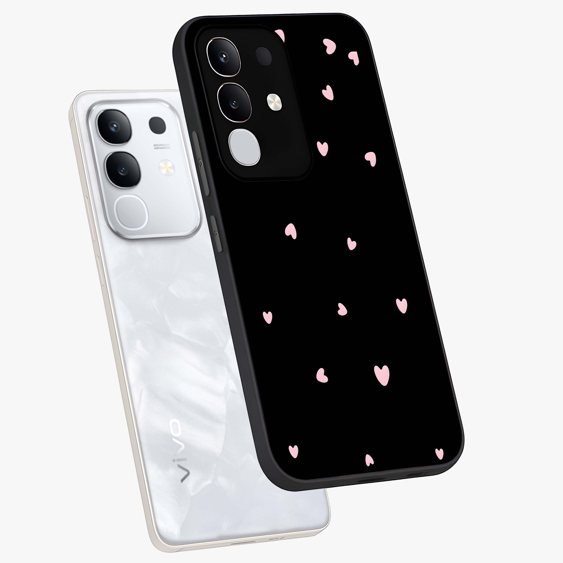 Pink Love Drops Glass Case displayed in angled mockup highlighting cute love drop design with vibrant pink aesthetic.