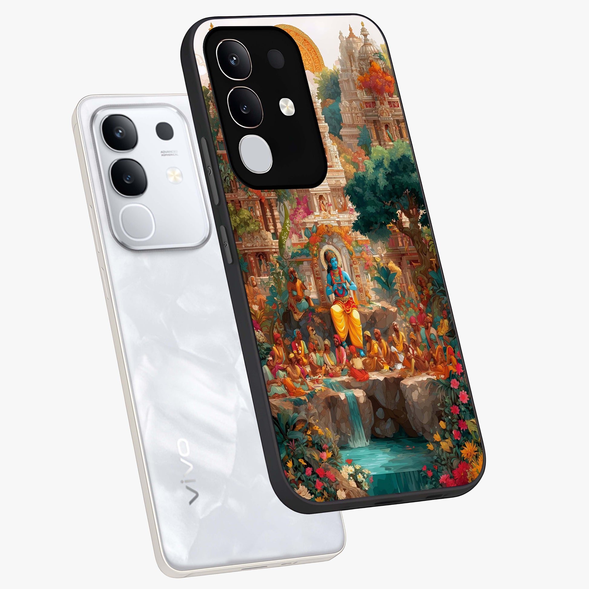 Sacred Sunlight Gods Glass Case displayed in angled mockup highlighting radiant spiritual design with celestial aesthetic.