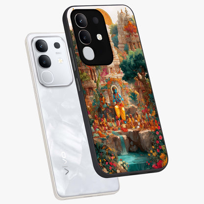 Sacred Sunlight Gods Glass Case displayed in angled mockup highlighting radiant spiritual design with celestial aesthetic.
