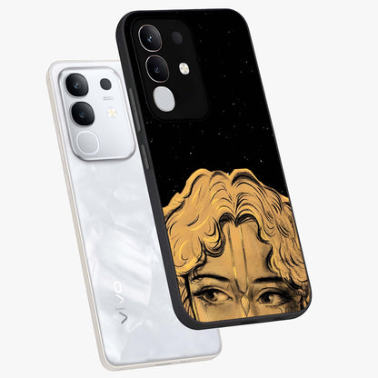 Shri Krishna Art Glass Case displayed in angled mockup highlighting spiritual Krishna illustration with divine aesthetic.