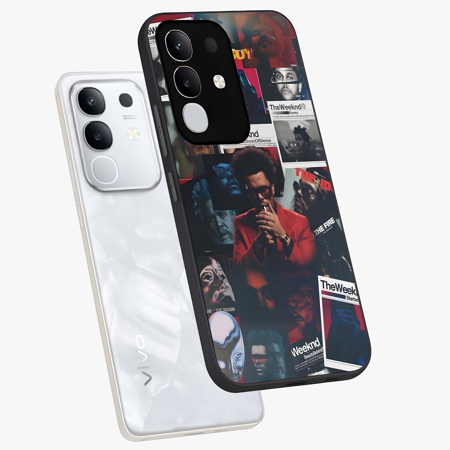 The Weeknd Glass Case displayed in angled mockup highlighting stylish pop culture inspired design with modern aesthetic.